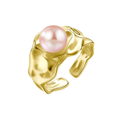 Personality Wide Wrinkled Pearl Ring