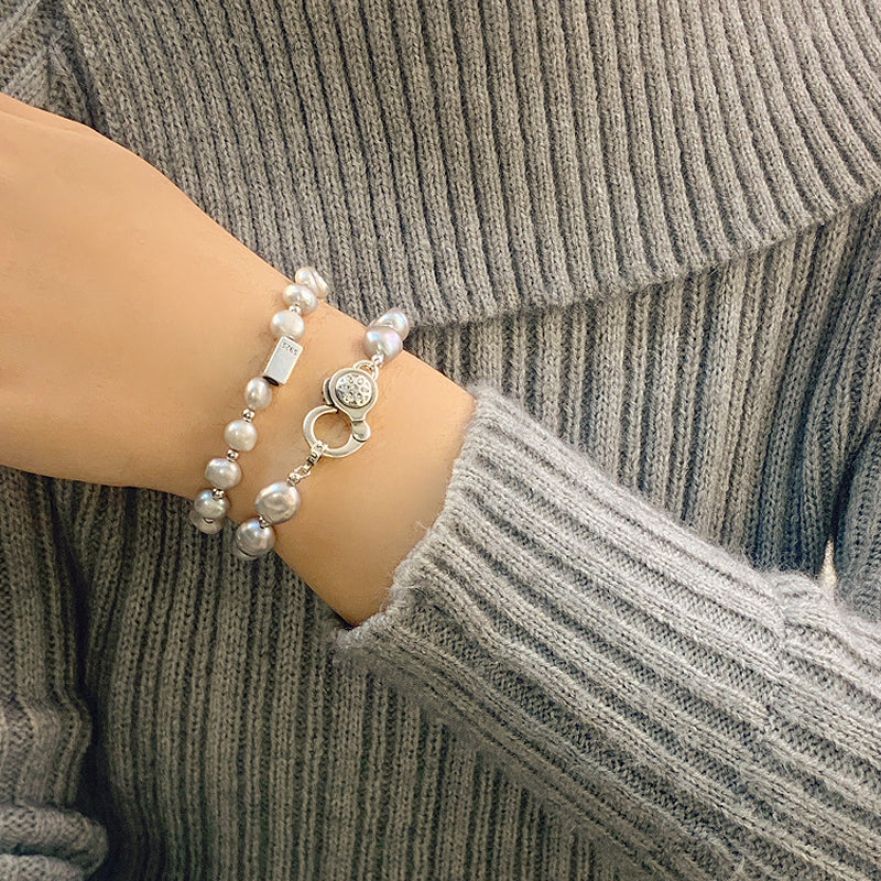 Natural Grey Baroque Pearl Bracelet