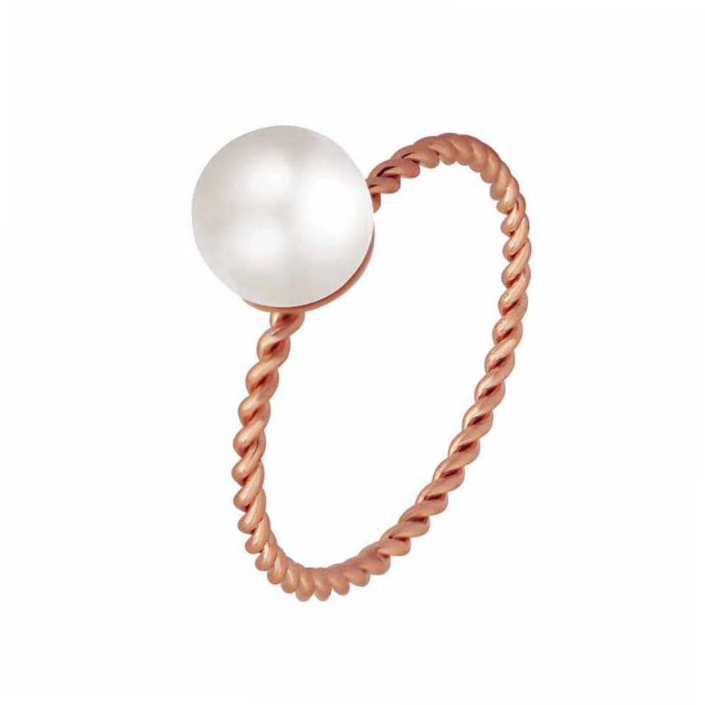 Twist Rose Gold Pearl Ring