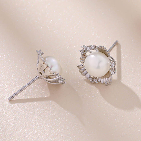 Irregular Flower Pearl Earrings Stud