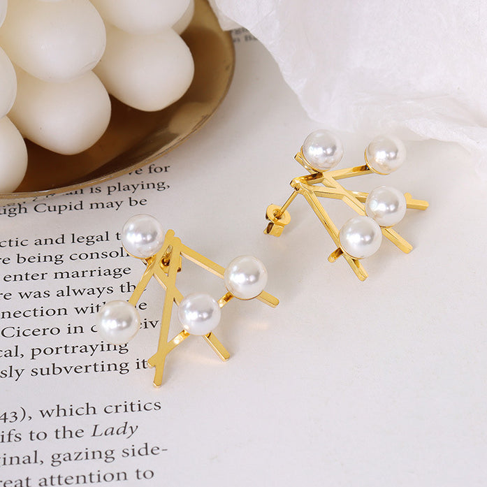 Irregular Fan Pearl Earrings