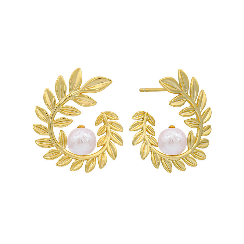 Leaf Climber Pearl Earrings