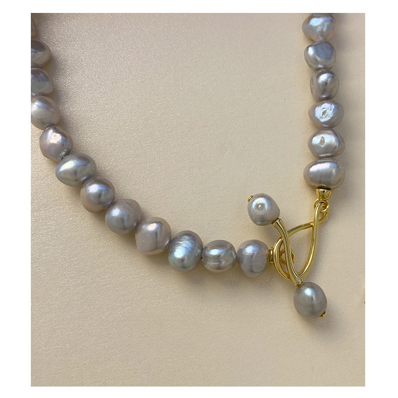 Gray Baroque Pearl Clavicle Necklace