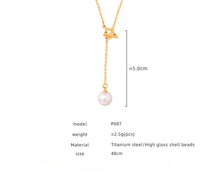 Star Clasp Pearl Drop Pendant Y Necklace