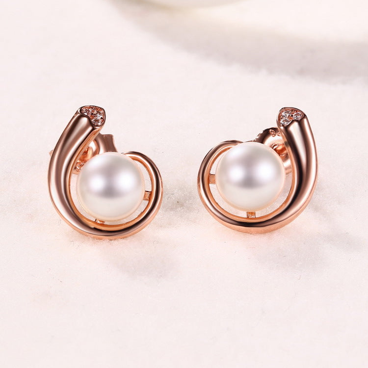 Rose Gold Pearl Earrings