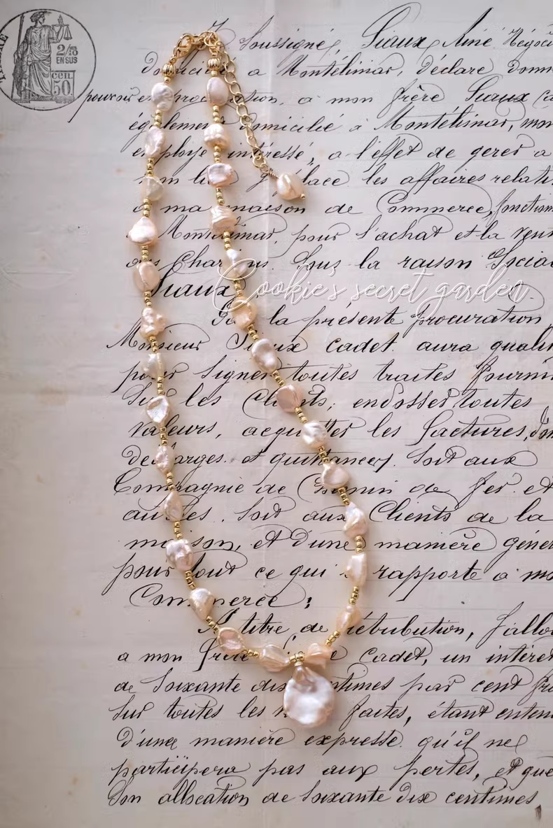 【Monet Garden Collection】 Handmade Snow Mountain Baroque Pearl Necklace