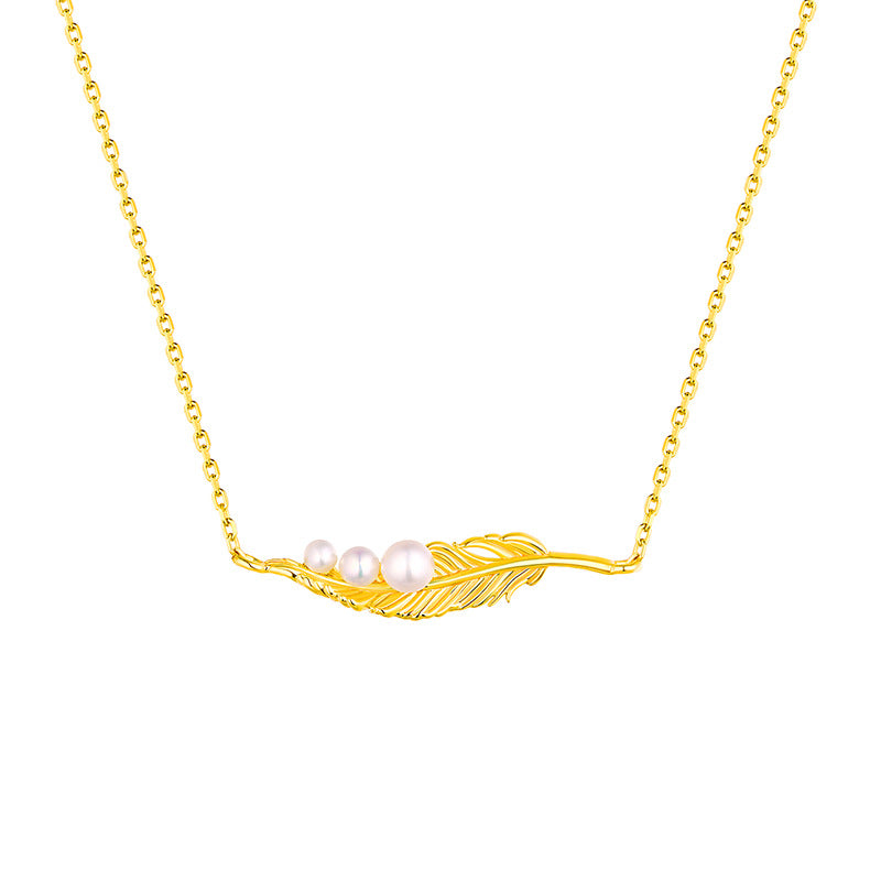 Pearl Feather Pendant Necklace