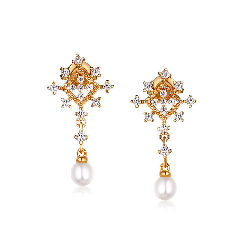 Ornate Freshwater Pearl Earrings