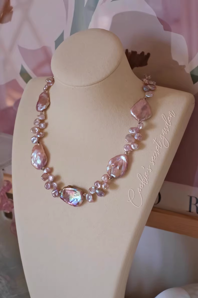 【Monet Garden Collection】 Handmade Vintage Baroque Pearl Necklace