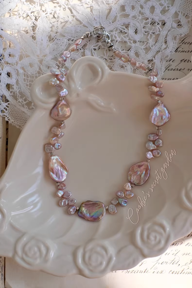 【Monet Garden Collection】 Handmade Vintage Baroque Pearl Necklace