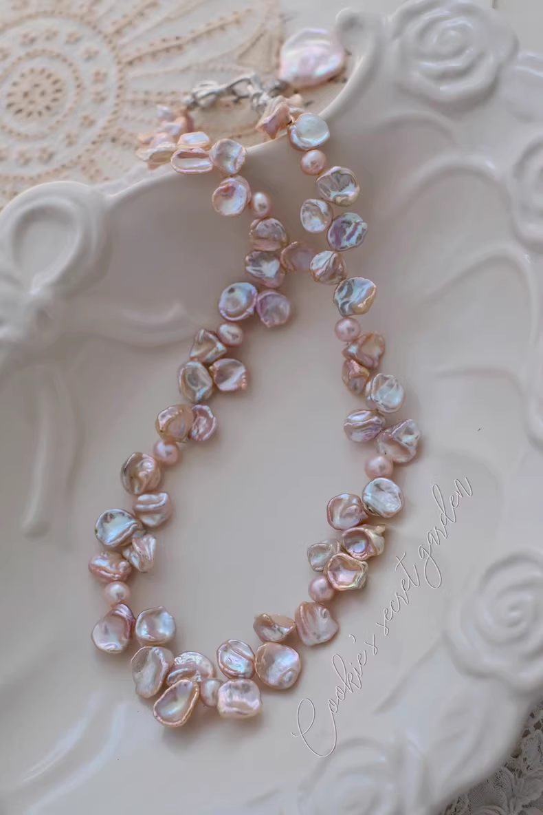 【Monet Garden Collection】 Handmade Dream Song Baroque Pearl Necklace