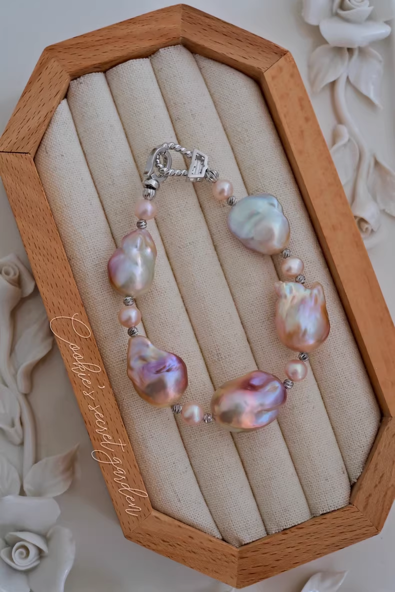 【Monet Garden Collection】 Handmade Annie Aurora Baroque Pearl Bracelet