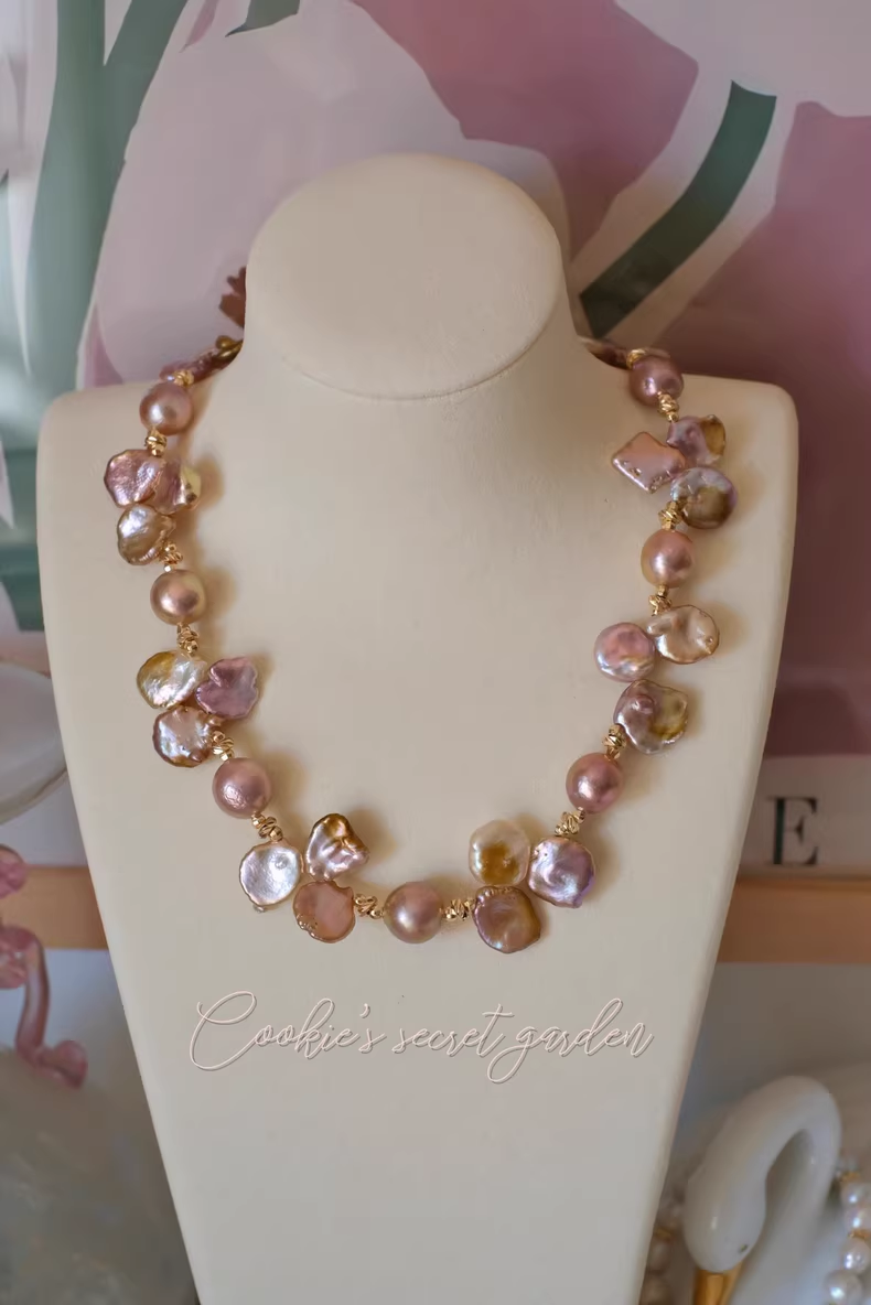 【Monet Garden Collection】 Handmade Summer Baroque Pearl Necklace