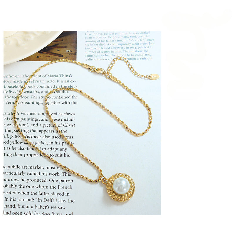 18K Plated Gold Ehancer Pearl Pendant Necklace