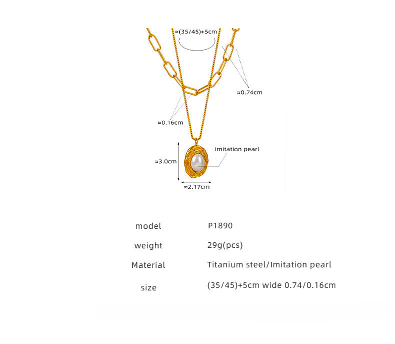 Fashion Stacked Necklaces With Mabe Pearl Pendant 