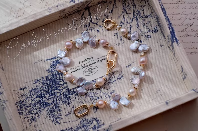 【Monet Garden Collection】 Handmade Rainy Baroque Pearl Bracelet