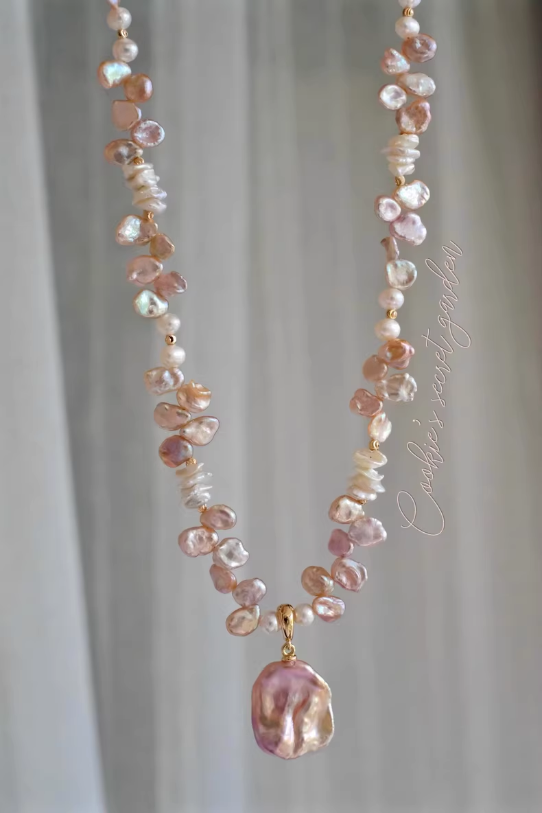 【Monet Garden Collection】 Handmade First Encounter Baroque Pearl Necklace