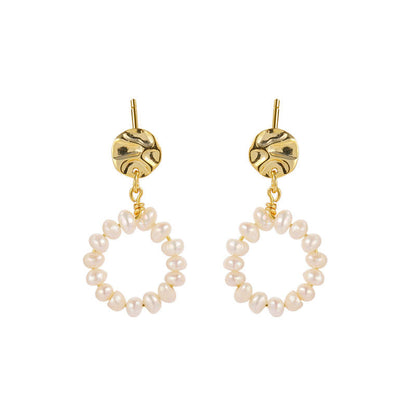 Baroque Pearl Hoop Pearl Earrings