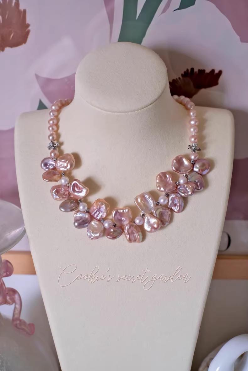 【Monet Garden Collection】 Handmade Waltz Baroque Pearl Necklace