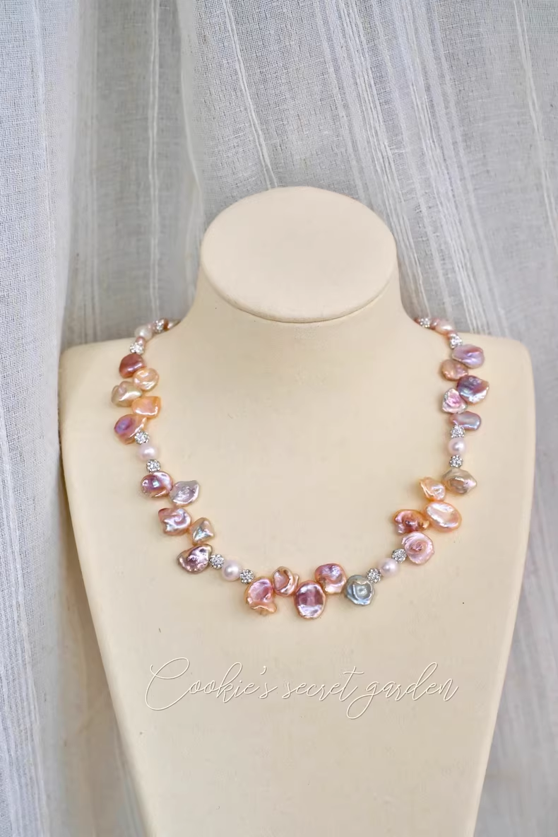 【Monet Garden Collection】 Handmade Fairy Petal Baroque Pearl Necklace