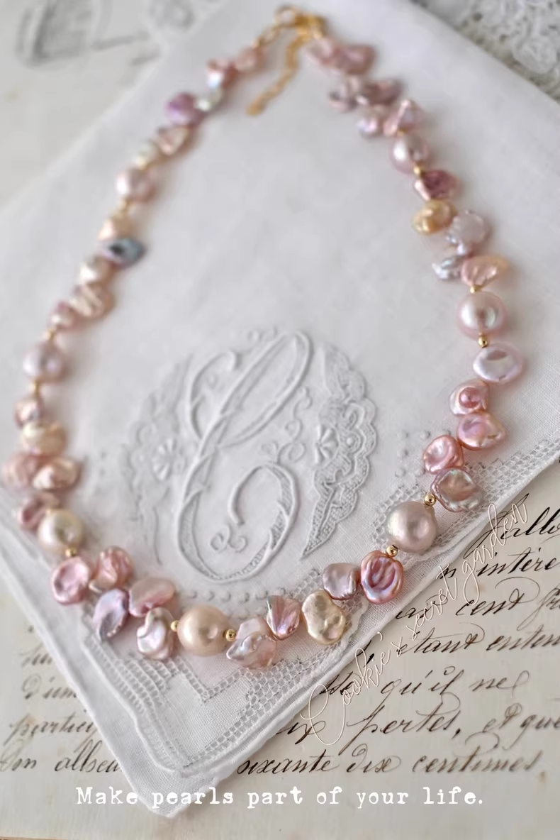 【Monet Garden Collection】 Handmade Secret Garden Baroque Pearl Necklace