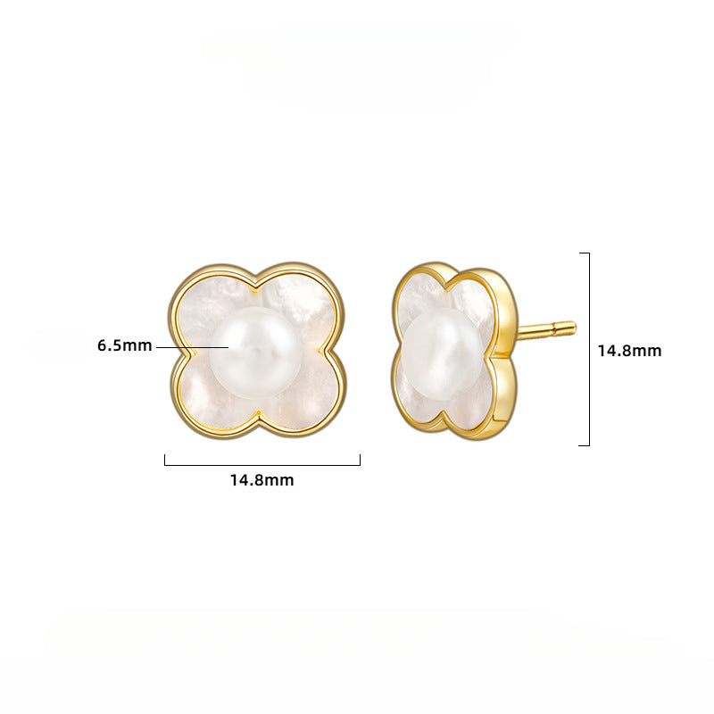 Pearl Clover Stud Earrings