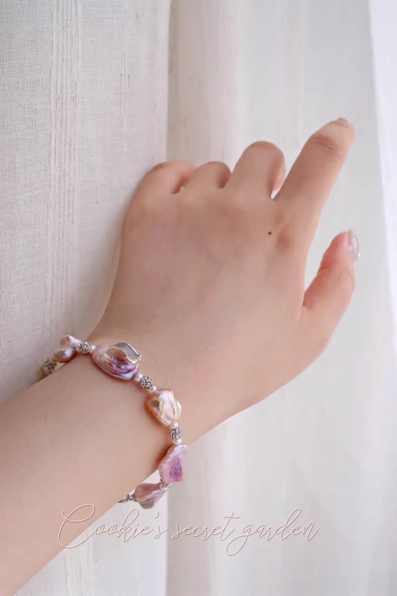 【Monet Garden Collection】 Handmade Dreamy Sweet Baroque Pearl Bracelet