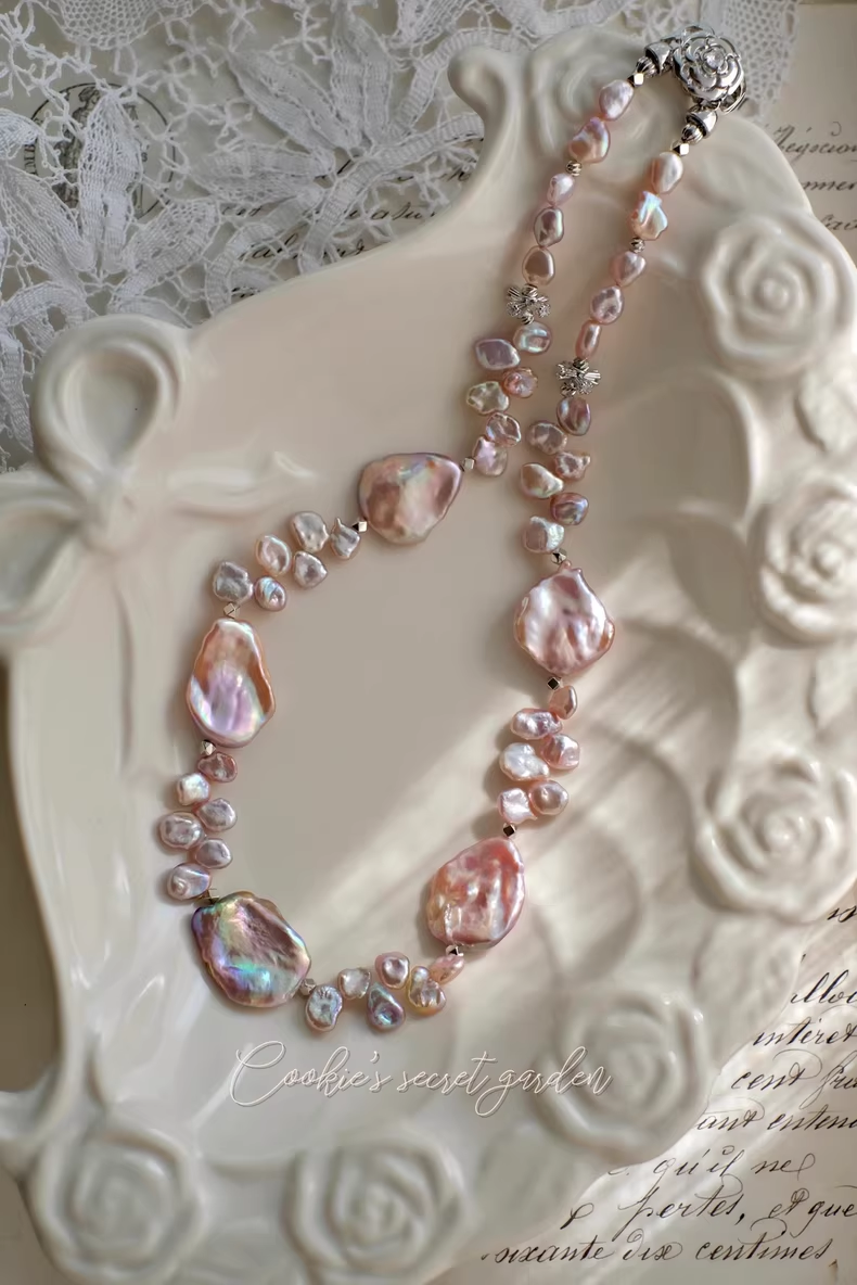 【Monet Garden Collection】 Handmade Vintage Baroque Pearl Necklace