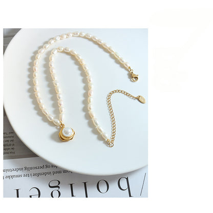 Freshwater Pearl Necklace With Round Enhancer Pearl Pendant