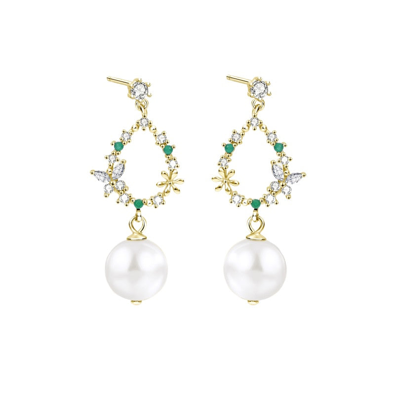 Monet Garden Pearl Dangle Earrings