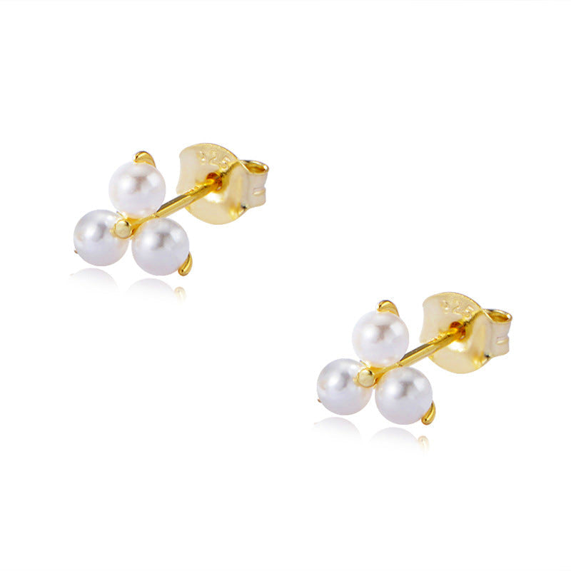 S925 Sterling Silver Pearl Earrings Stud