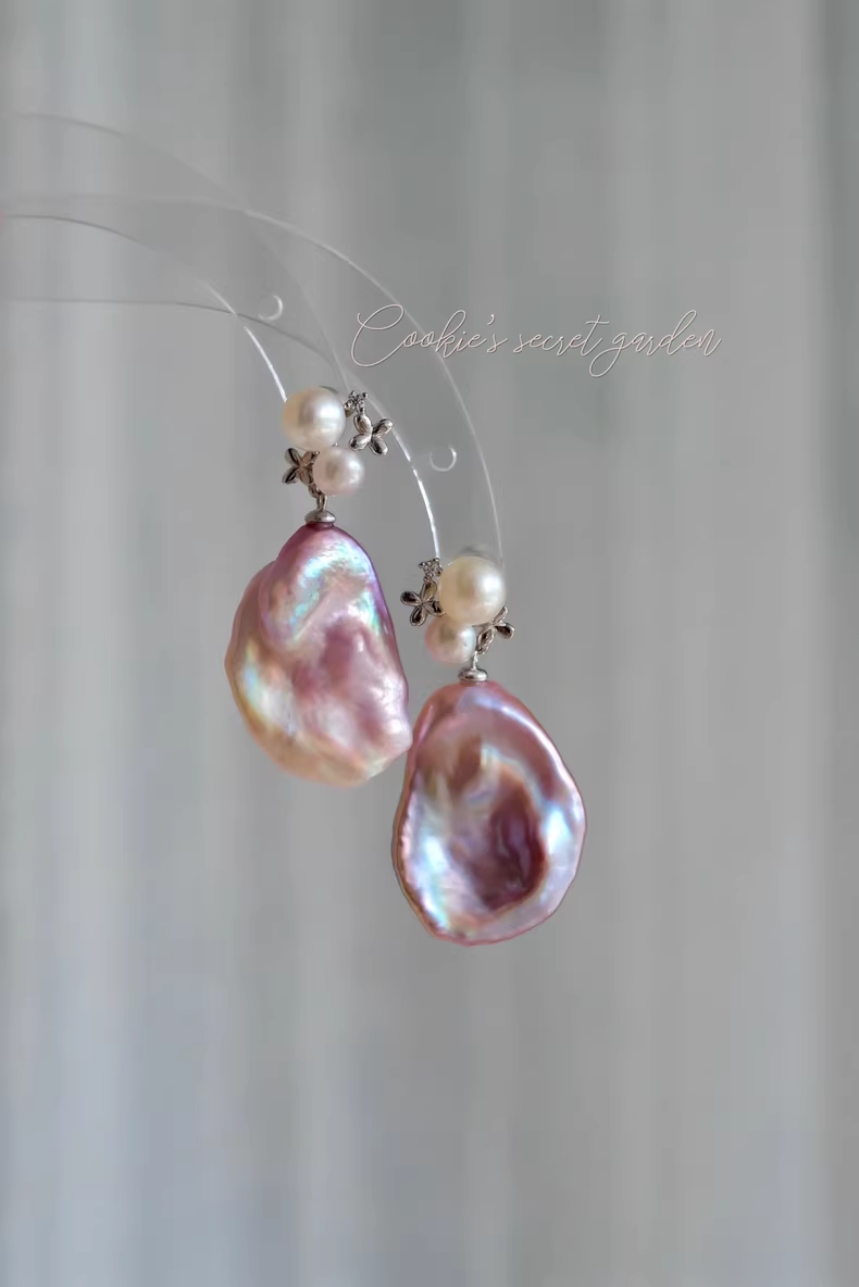 【Monet Garden Collection】 Handmade Chanson Baroque Pearl Earrings