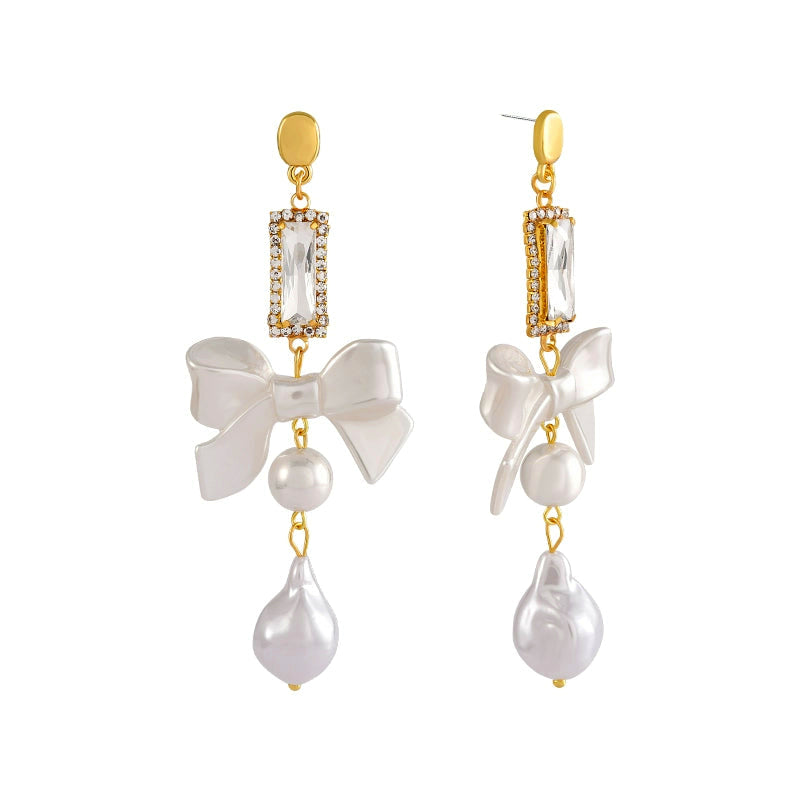 Bow Baroque Pearl Drop Earrings