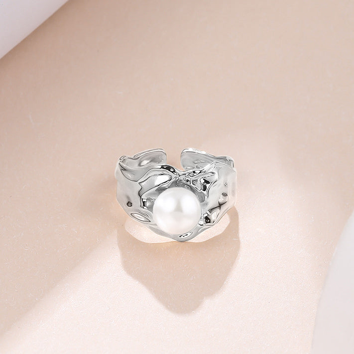 Personality Wide Wrinkled Pearl Ring