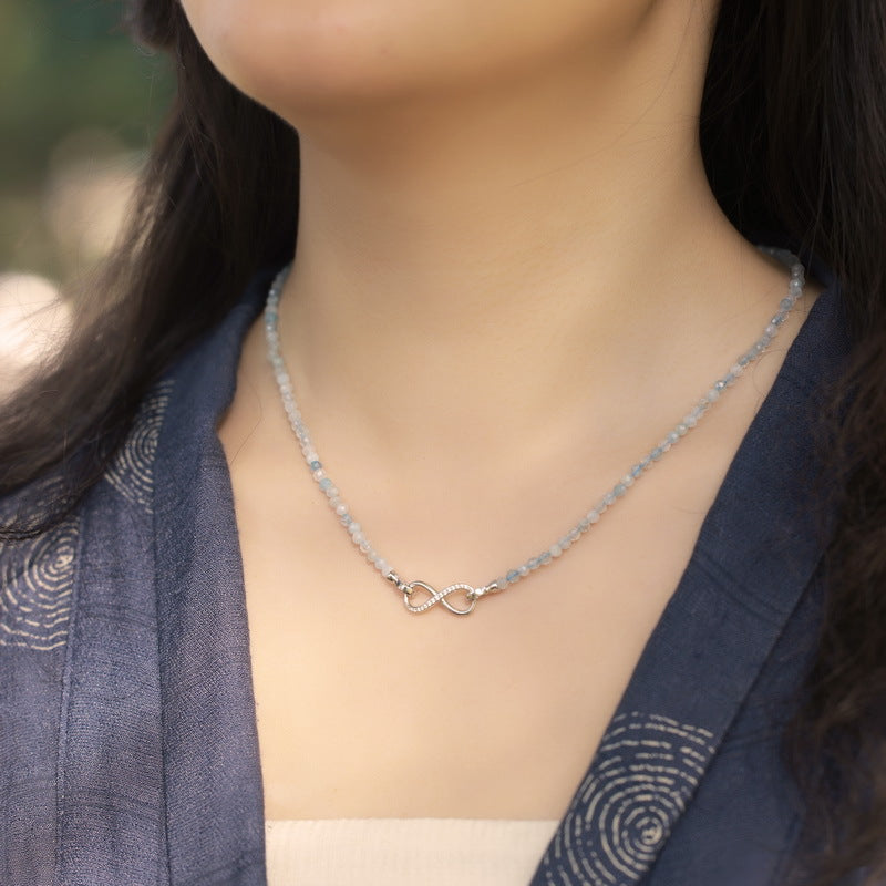 Multi Wear Ways Blue Crystal and Freshwater Pearl 2 Layers Necklace