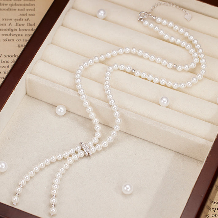 Long Y Pearl Necklace for Low-cut Dress