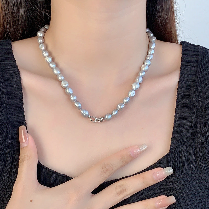 Luxurious Grey Baroque Pearl Clavicle Necklace