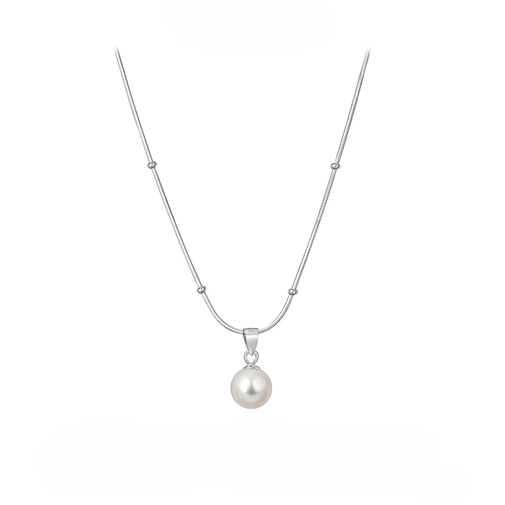 Two Layers Stacked Silver Freshwater Pearl Necklace