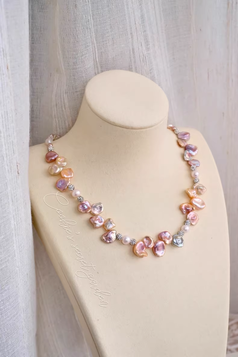 【Monet Garden Collection】 Handmade Fairy Petal Baroque Pearl Necklace