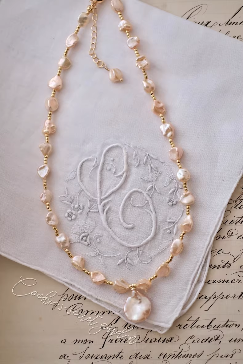 【Monet Garden Collection】 Handmade Snow Mountain Baroque Pearl Necklace