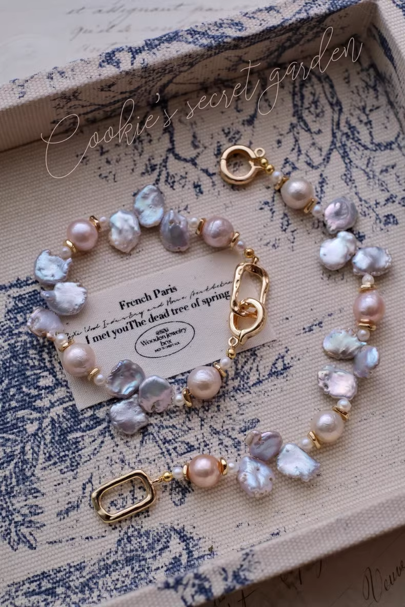 【Monet Garden Collection】 Handmade Rainy Baroque Pearl Bracelet