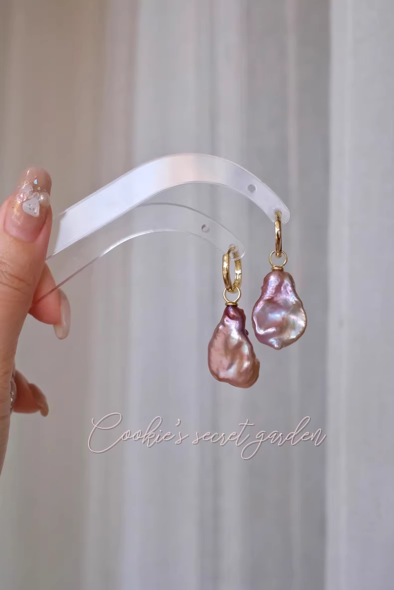 【Monet Garden Collection】 Handmade Aurora Baroque Pearl Earrings