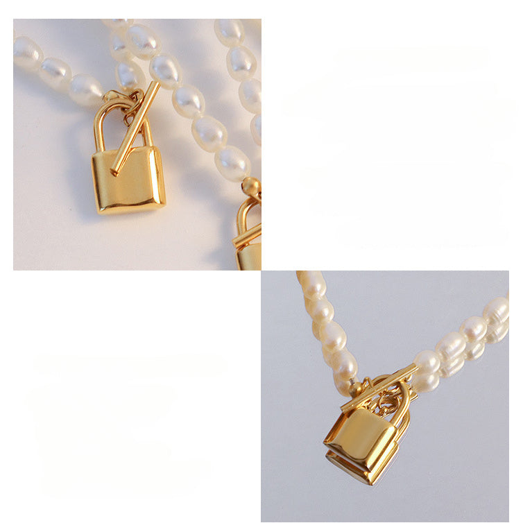 OT Clasp Lock Pendant Freshwater Pearl Necklace