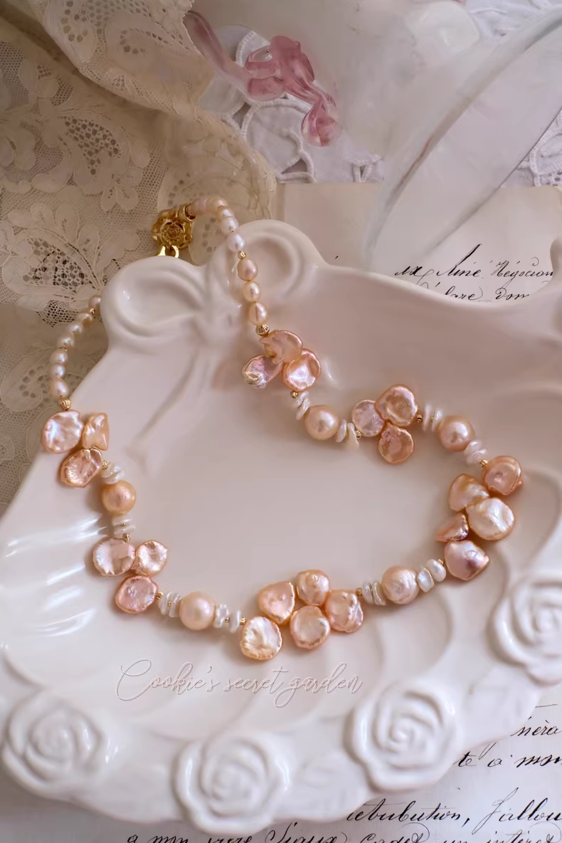 【Monet Garden Collection】 Handmade Austin Baroque Pearl Necklace