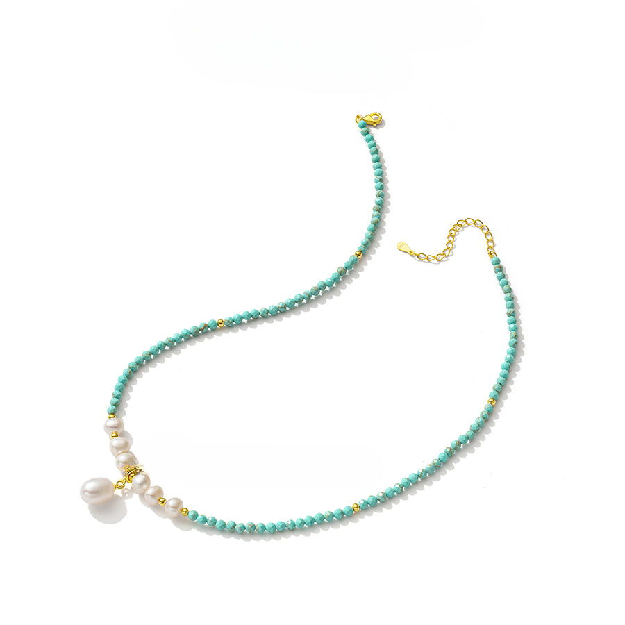 Natural Turquoise Freshwater Pearl Necklace