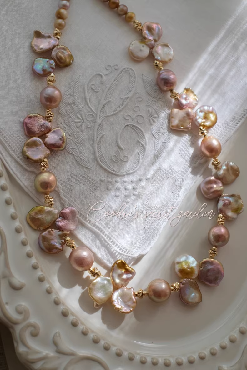 【Monet Garden Collection】 Handmade Summer Baroque Pearl Necklace