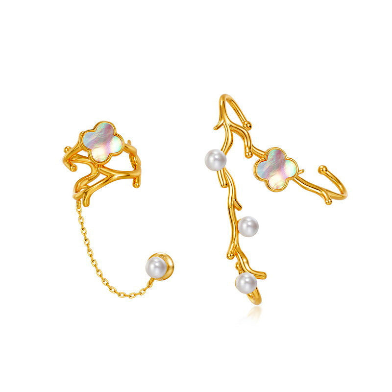 Asymmetric Pearl Climber Earrings