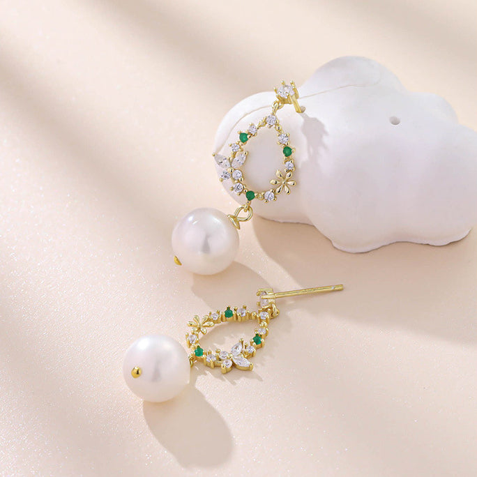 Monet Garden Pearl Dangle Earrings