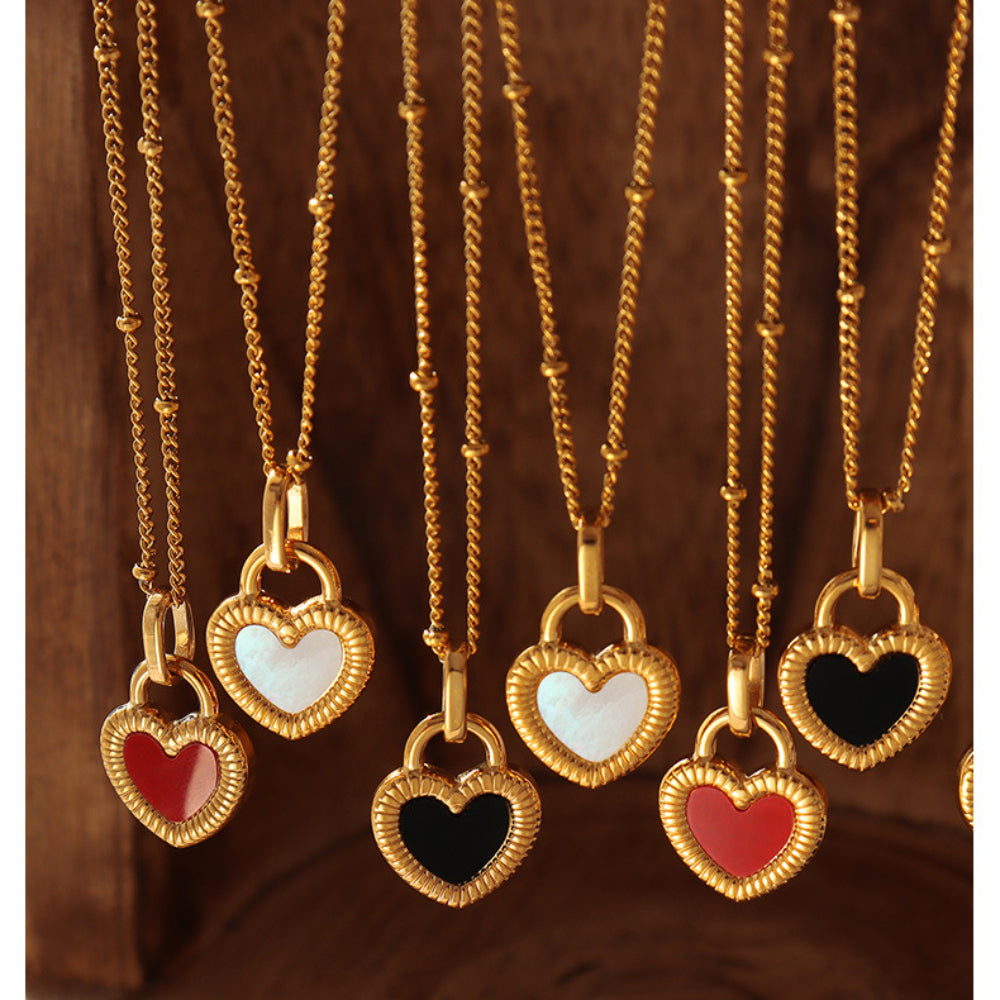 Double Sided Two Colors Heart Necklace