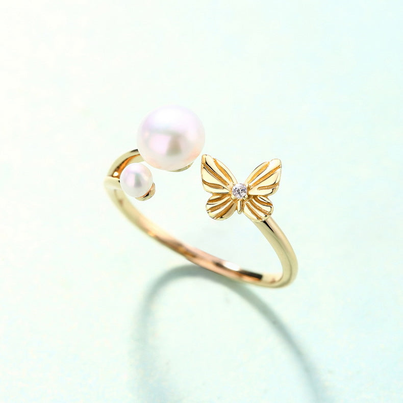 Pearl Ring Butterfly Ring